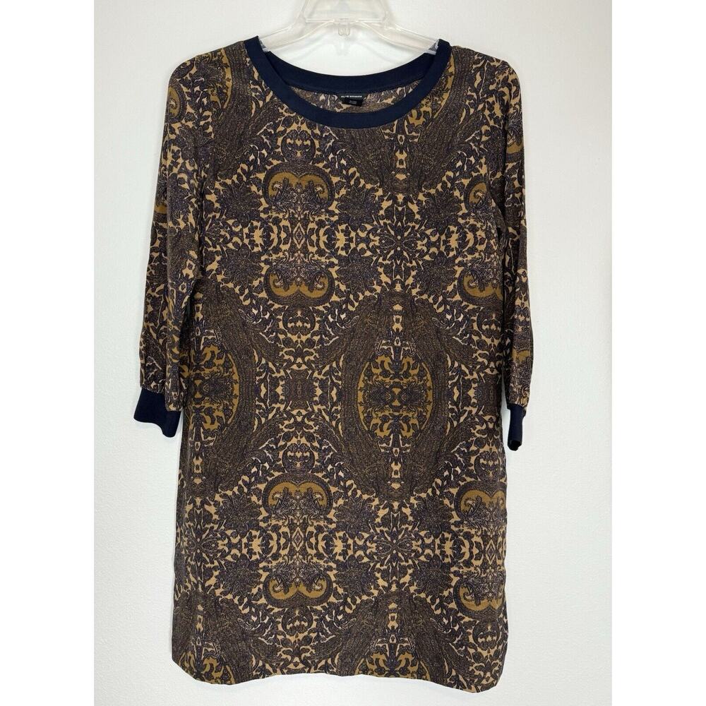 Club Monaco Silk Medallion Shift Dress Baroque Allover Print Tapestry 12
